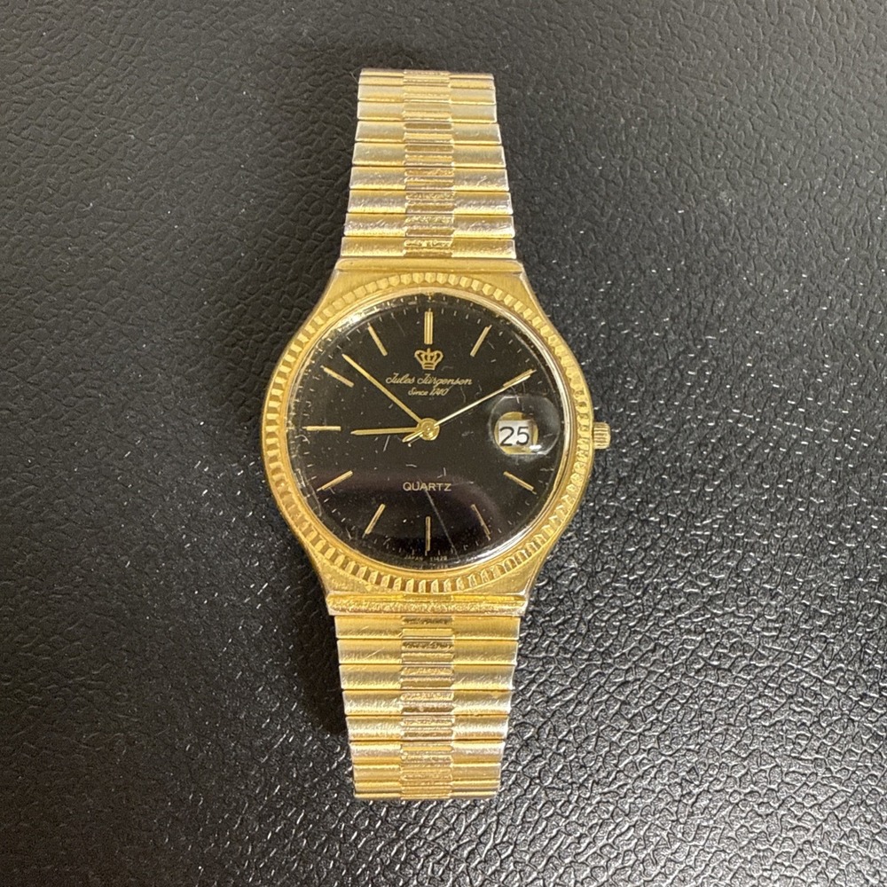 Vintage Jules Jurgensen Ladies Diamond Quartz Watch Elastic Band Crack Crystal